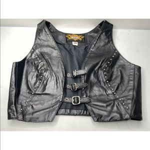 Vtg Universal Rider Leather Vest 3 Buckle Size Large.